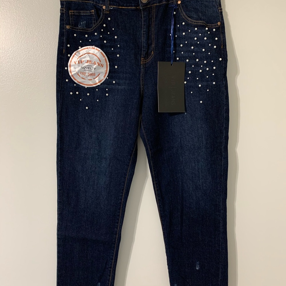 NWT VIP Jeans Embellished Distressed Sz 16 Ankle
